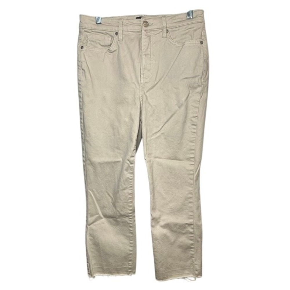 NYDJ Women's Beige Chloe Capri Raw Hem Jeans 4 Lift Tuck Technology Stretch